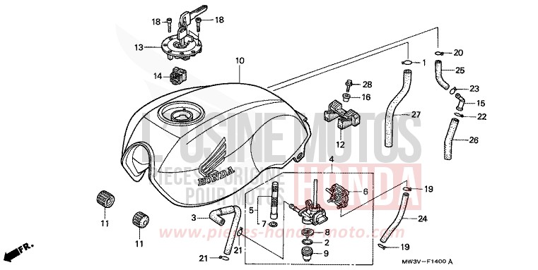 FUEL TANK for CB Seven Fifty BLACK (NH1) from 1997